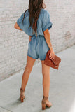 Tie-Waist Denim Romper
