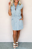 Sleeveless Buttoned Denim Dress