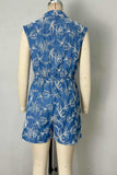 Patterned Button-Up Romper