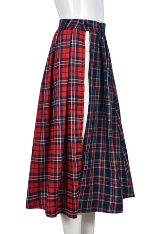 Plaid Patterned Midi Skirt with Wrap Detail