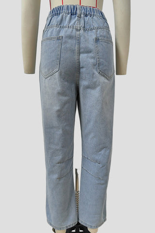 High-Waisted Straight-Leg Jeans