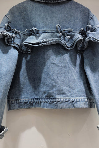 Ruffle-Trimmed Denim Jacket