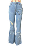 Distressed Heart Flare Jeans
