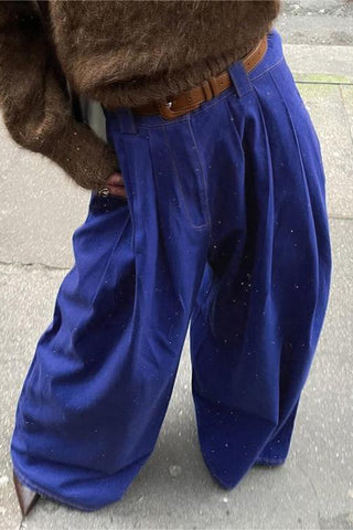 High-Waist Wide-Leg Casual Pants