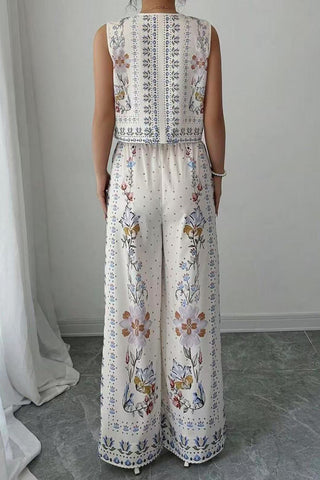 Floral Sleeveless Pants Set