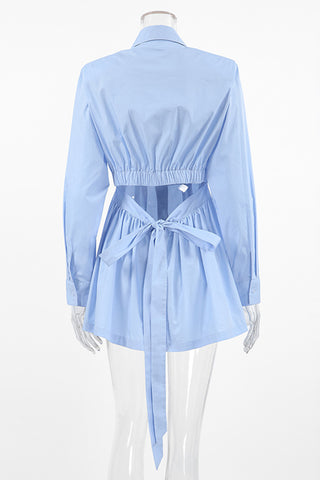 Pleated Button-Front Blouse