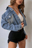 Studded Cropped Denim Jacket