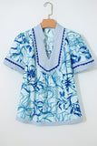Floral Patterned Blouse with V-Neck