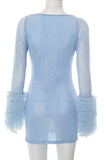 Twist-Front Long Sleeve Dress