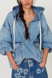 Oversized Pullover Denim Hoodie