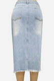 Asymmetrical Denim Midi Skirt