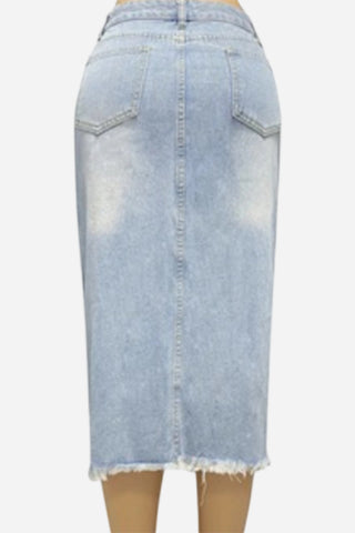 Asymmetrical Denim Midi Skirt