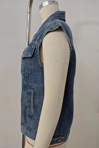 Button-Front Denim Vest