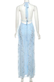 Halter Neck Ruffle Maxi Dress