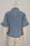 Distressed Denim Jacket with Fringe Detailing