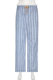Striped Drawstring Casual Pants
