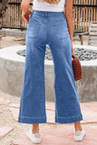 Cropped High Rise Wide Leg Jeans