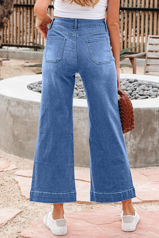 Cropped High Rise Wide Leg Jeans