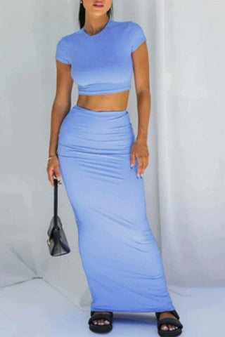 Ruched Two-Piece Skirt Set