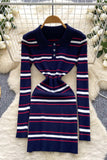 Button-Up Striped Polo Dress