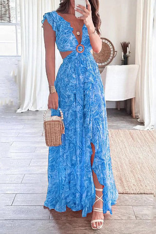 V-Neck Floral Maxi Dress