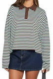 Striped Polo Long-Sleeve Tee