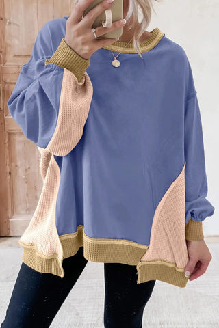 Color Block Patchwork Oversize Sweatshirt