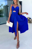 Spaghetti Strap Cut-Out Midi Dress