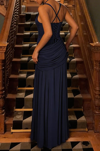 Strappy Ruched Evening Gown