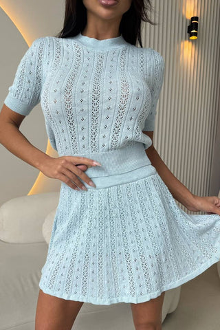 Eyelet Knit Skirt Set