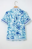 Floral Patterned Blouse with V-Neck