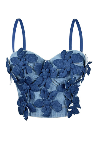 Floral Applique Denim Tank Top