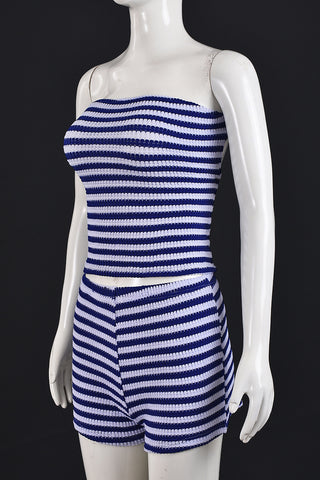 Strapless Striped Short Set