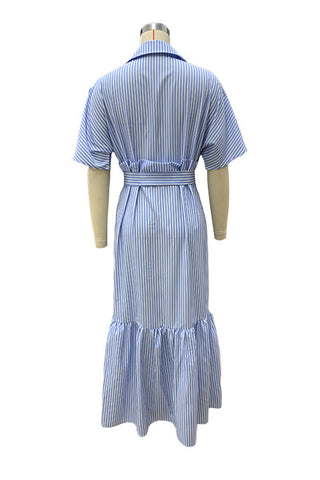 Belted Button-Front Maxi Dress