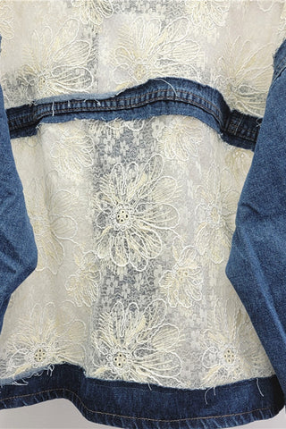 Lace-Panel Denim Jacket