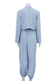 Cropped Blazer and Elastic Waist Pants Set