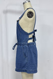 Casual Tie-Waist Denim Romper
