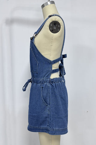 Casual Tie-Waist Denim Romper