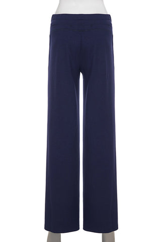 Wide-Leg Drawstring Casual Pants