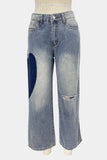 Wide-Leg Casual Denim Pants