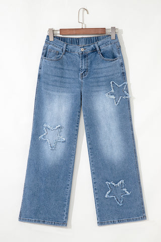 Elastic Waist Wide-Leg Jeans