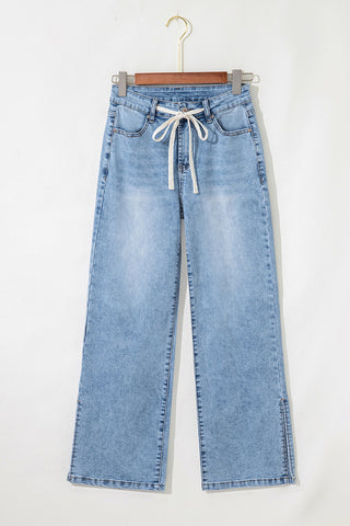 Split-Hem Straight Jeans