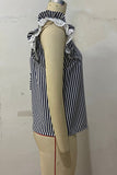Striped Ruffle Sleeve Tank Top