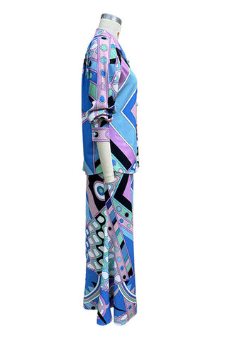 Geometric Pattern Skirt Set