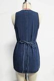 Button-Front Denim Mini Dress