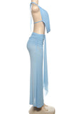 Halter-Neck Drape Dress