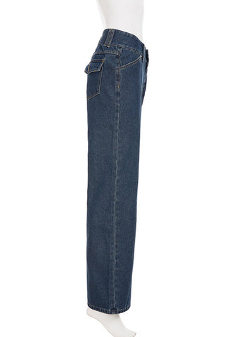High-Waisted Wide Leg Denim Pants