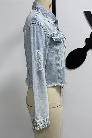 Distressed Casual Denim Jacket