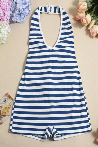 Striped Halter Neck Romper