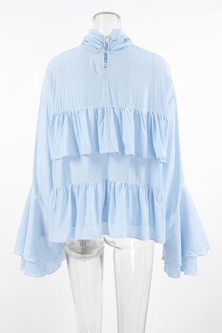 Ruffled High-Neck Blouse